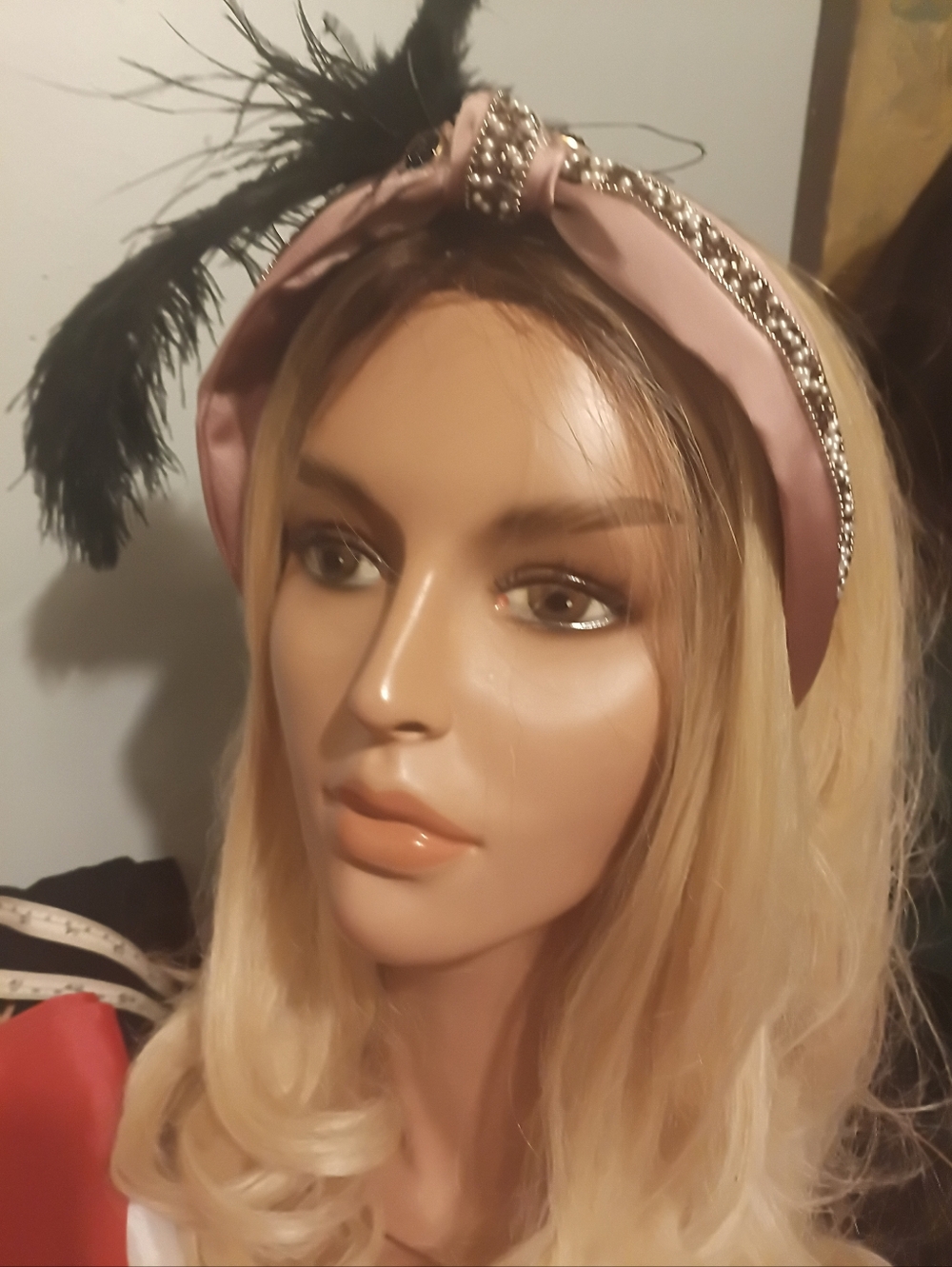 Embellished Pink Knotted Headband with Rhinestone Trim